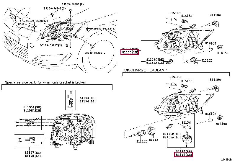8107002A41 Toyota Headlamp