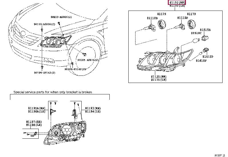 8111006520 Toyota Headlamp