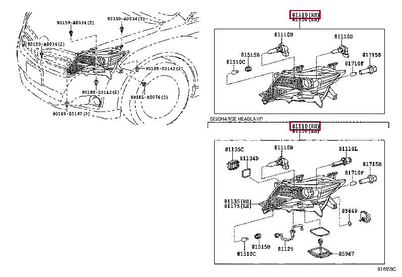811100T030 Toyota Headlamp