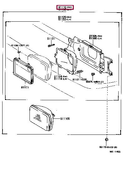 8111016370 Toyota Headlamp