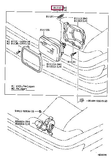 8111017030 Toyota Headlamp