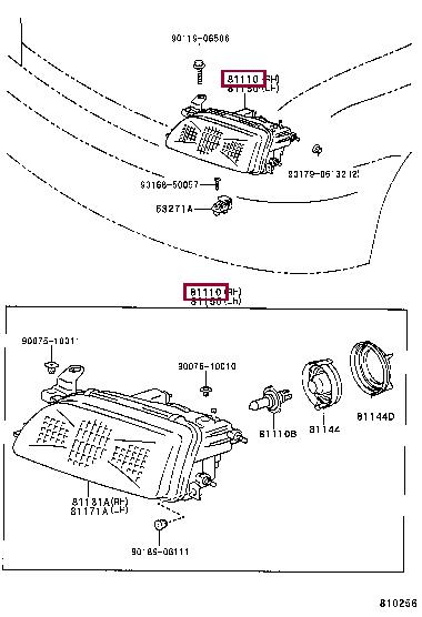 Toyota 81110-1E182 Headlamp 811101E182 811101E182 Toyota Headlamp