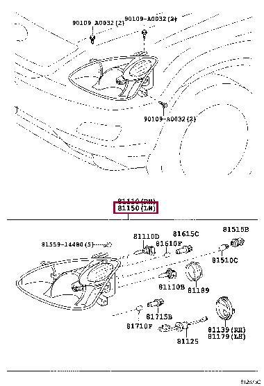 811500E031 Toyota Headlamp