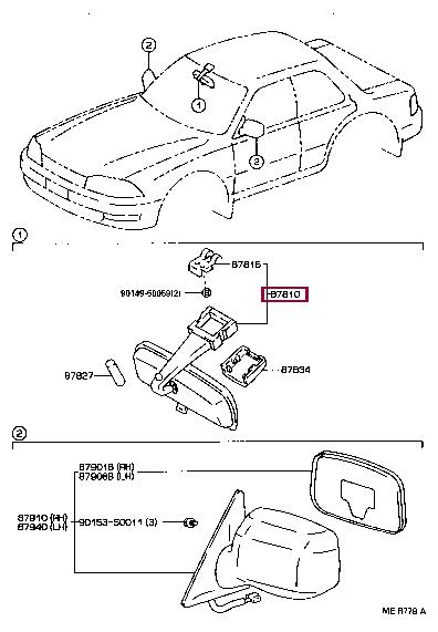 8781022162B0 Toyota MIRROR ASSY, INNER R