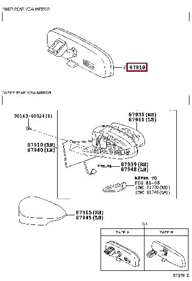 87810AA011 Toyota Wide-angle mirror