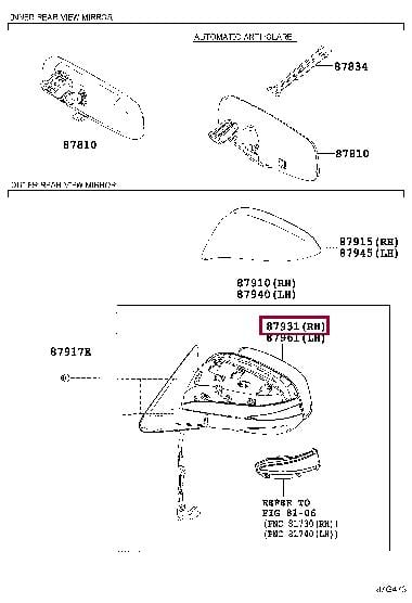 879310E140 Toyota MIRROR OUTER, RH