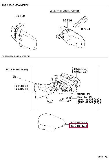 Toyota 87945-0D909 Mirror cover before painting 879450D909 879450D909 Toyota Mirror cover before painting