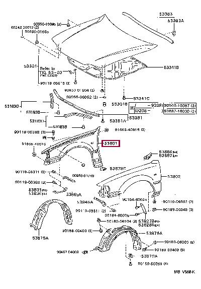 5380133011 Toyota Front fender right