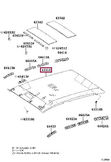 633100K710B0 Toyota Roof lining
