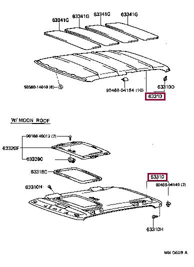 633101035003 Toyota Roof lining