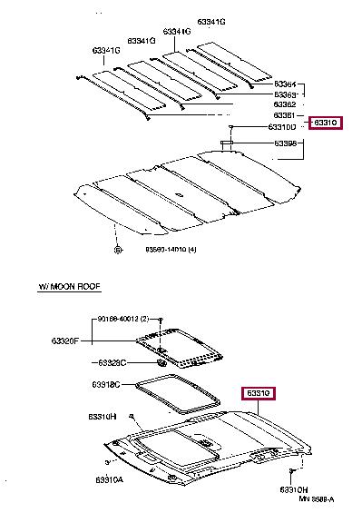 6331010450B0 Toyota Roof lining