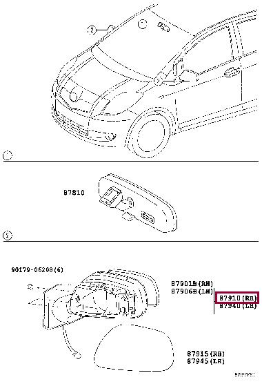 Toyota 87910-52650 AUSSENSPIEGEL 8791052650 8791052650 Toyota AUSSENSPIEGEL