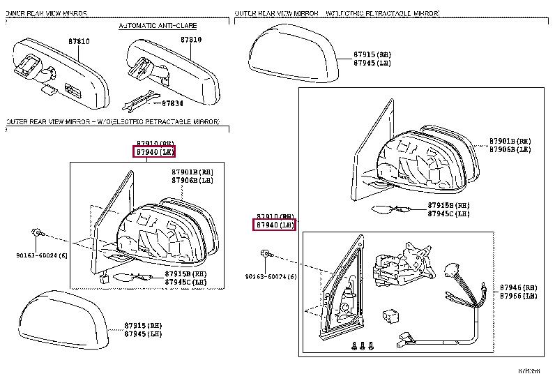 Toyota 87940-42830 Rearview Mirror 8794042830