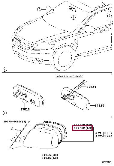 Wing mirror glass Heated Left Toyota 87961-06290