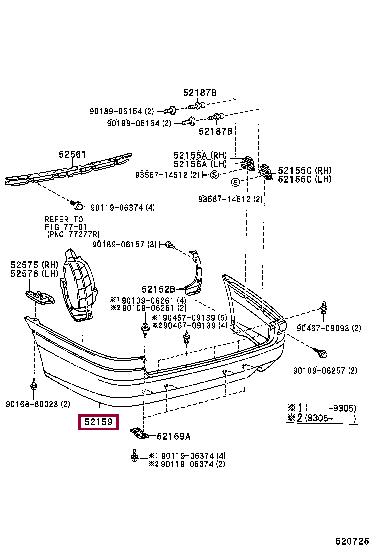 5215905040 Toyota Bumper rear