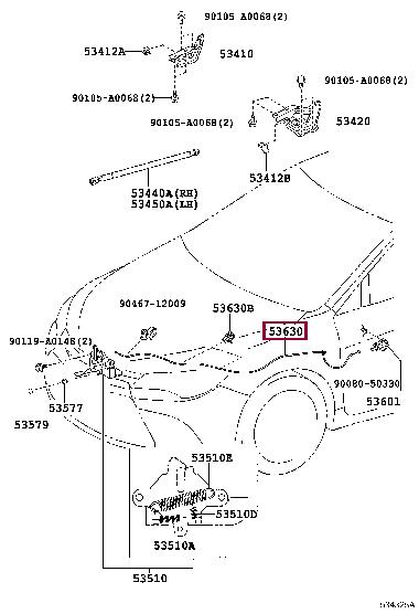 5363006150 Toyota Hood lock cable