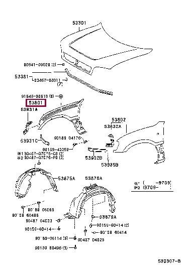 5380142030 Toyota Front fender right