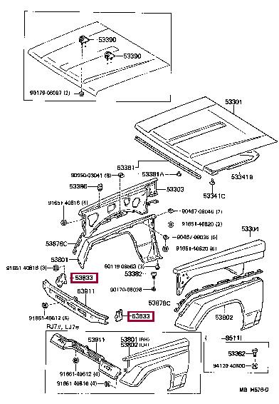 5383490K01 Toyota Panel