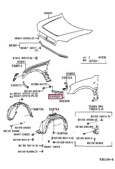 5393242010 Toyota Eyelid, headlight
