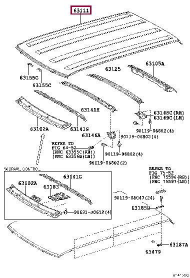 6311135280 Toyota Roof panel
