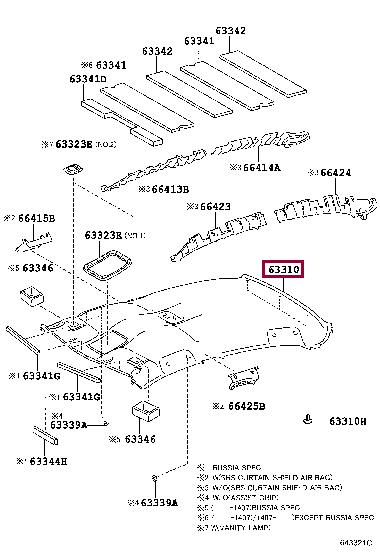 6331002E10B2 Toyota Roof lining