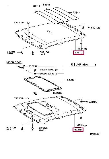 6331005110B0 Toyota Roof lining