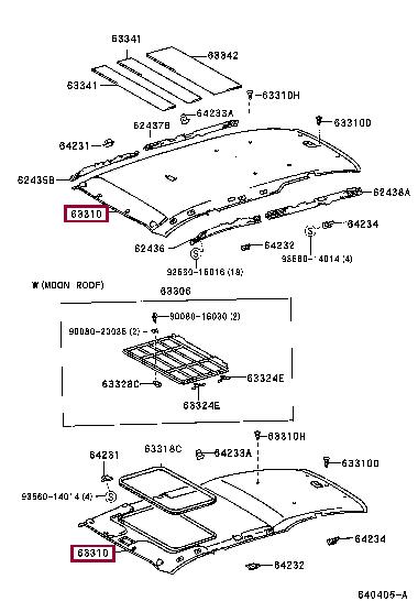 6331005320B0 Toyota Roof lining