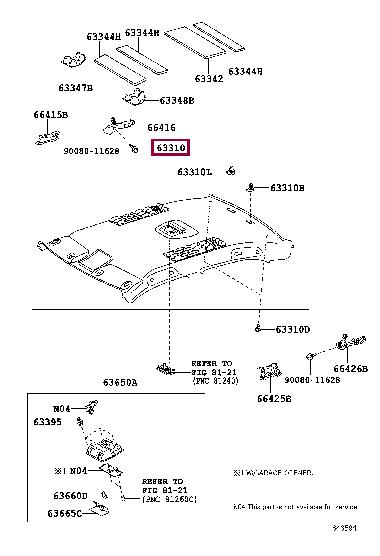 6331006700B0 Toyota Roof lining