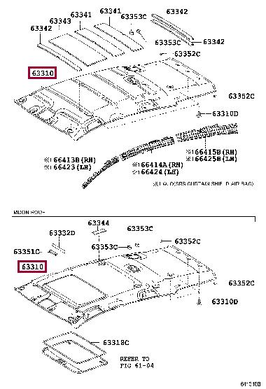633100F030B0 Toyota Roof lining