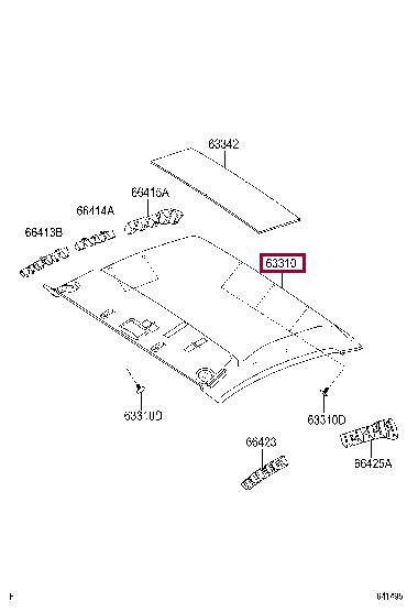 633100K051B0 Toyota Roof lining