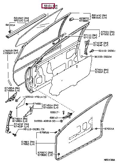 Glass side Toyota Corolla: 6811112660 Toyota Glass side window
