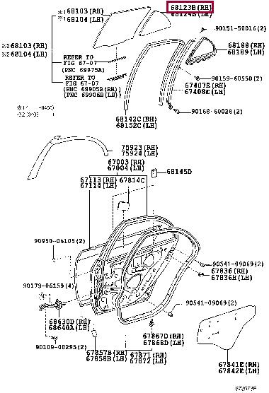 6812312760 Toyota Glass side window