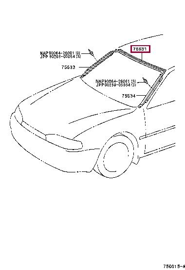 7553133041 Toyota Window glass seal