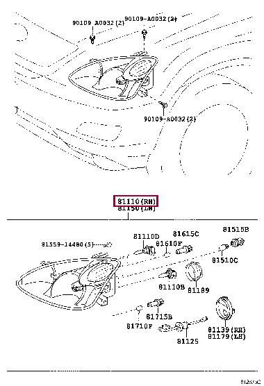 811100E020 Toyota Headlamp