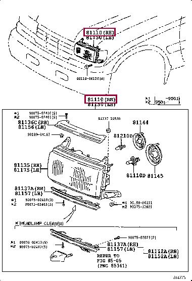 8111060373 Toyota Headlamp