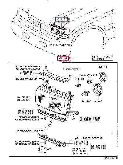 8111060413 Toyota Headlamp