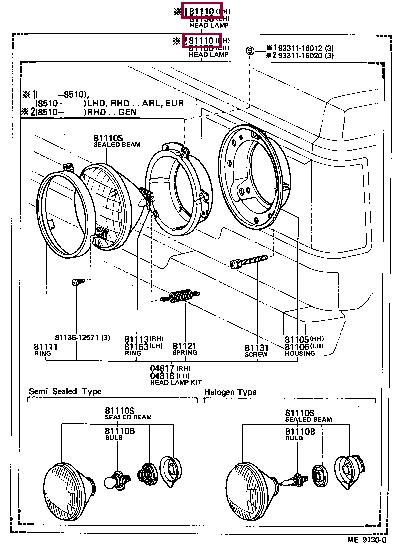8111069175 Toyota Headlamp