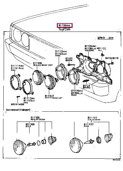 8111080029 Toyota Headlamp