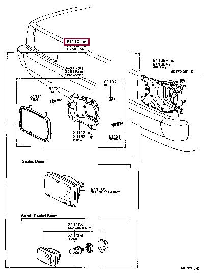 8111080035 Toyota Headlamp