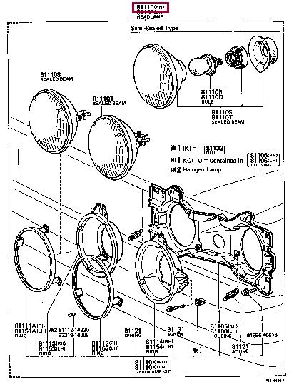 8111080045 Toyota Headlamp