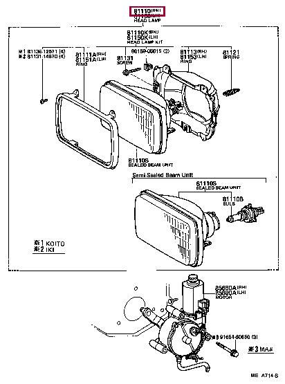 8111080134 Toyota Headlamp