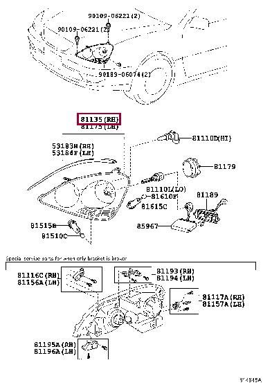 8113050241 Toyota Headlamp