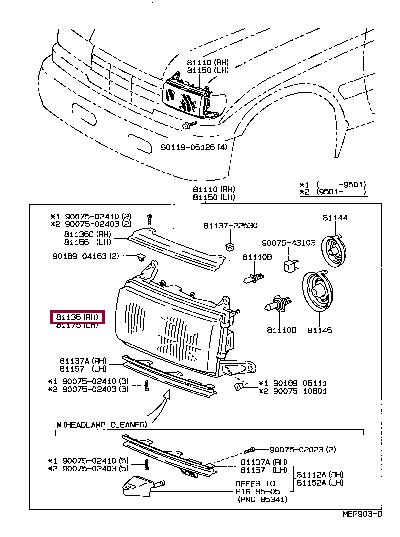 8113060413 Toyota Headlamp