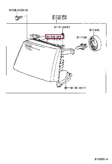 8113060820 Toyota Headlamp