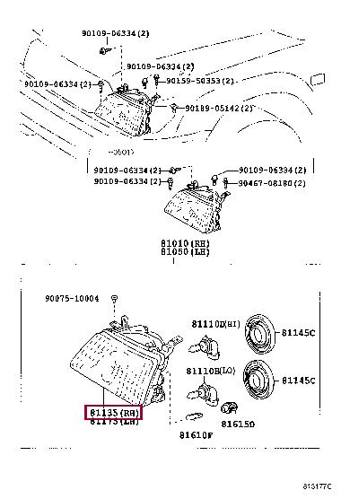 8113060B21 Toyota Headlamp