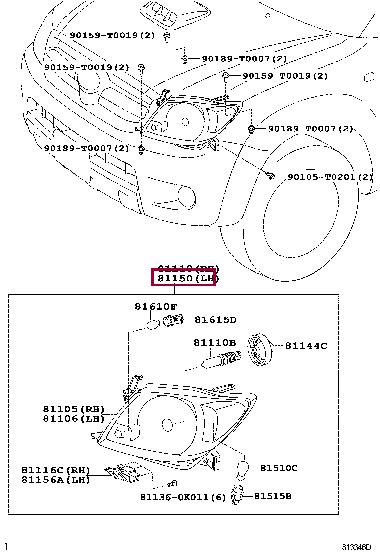 Toyota 81150-0K041 Headlamp 811500K041