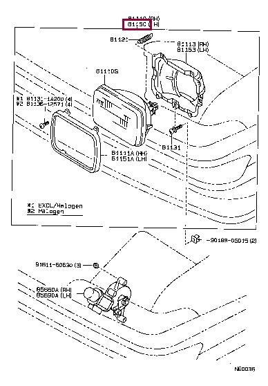 8115017030 Toyota Headlamp