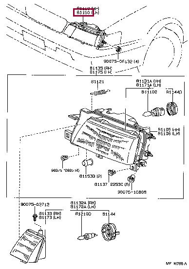 8115032250 Toyota Headlamp