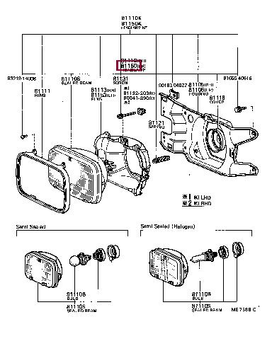 8115080015 Toyota Headlamp