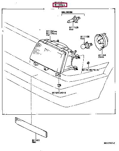 8115080376 Toyota Headlamp